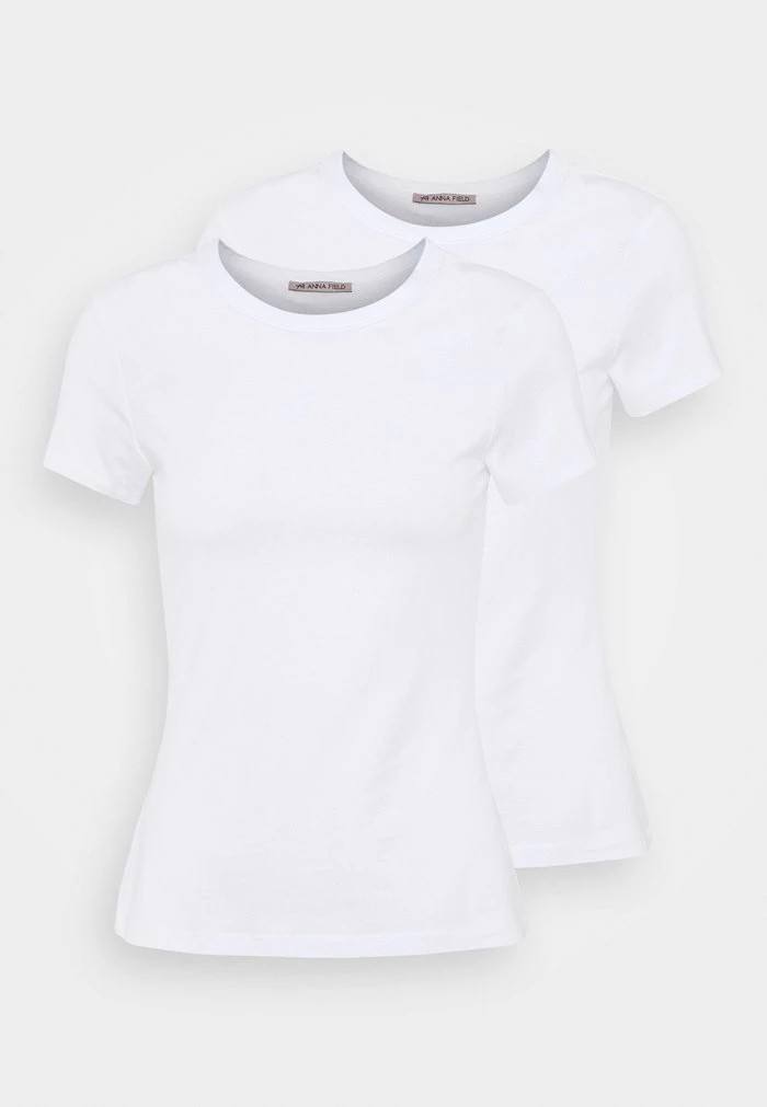 T-Shirt ANNA FIELD Anna Field 2 Pack Blanche Femme | DZY-6765007